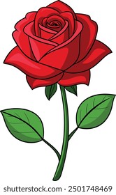 Red Rose Flower Icon Vector Illustration