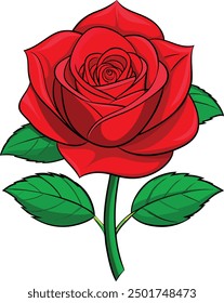 Red Rose Flower Icon Vector Illustration
