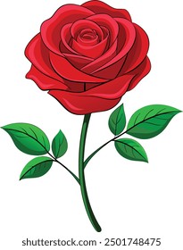 Red Rose Flower Icon Vector Illustration