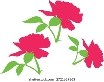 Ilustración de flor de rosa roja que representa el amor y el romance.