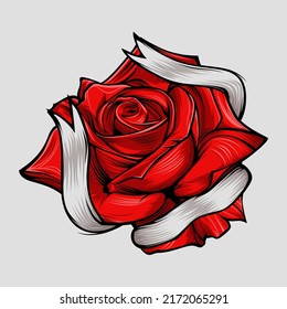 Red rose flower illustration vector design, flaming and very cool
