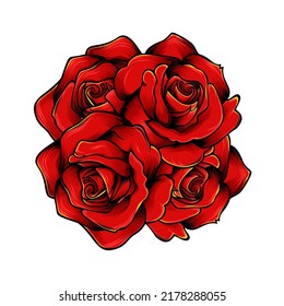Red rose flower illustration vector design, flaming and very cool