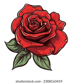 Red Rose Flower Illustration Vector 