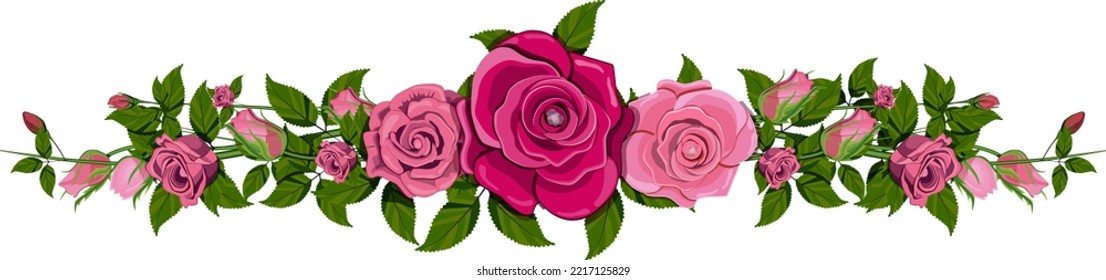 Red rose flower isolated. Vector illustration