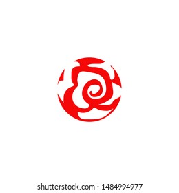 Red rose flower logo design vector template