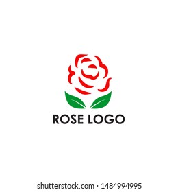 Red rose flower logo design vector template
