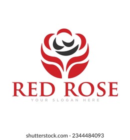 Ilustración del diseño del logotipo de flor rosa roja
