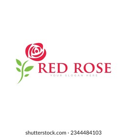 Red Rose Flower Logo Design Illustration