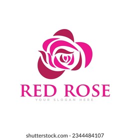 Ilustración del diseño del logotipo de flor rosa roja