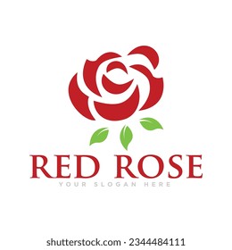 Ilustración del diseño del logotipo de flor rosa roja
