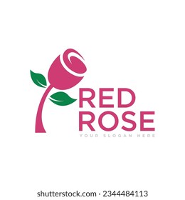 Red Rose Flower Logo Design Illustration