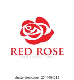 Red Rose Flower Logo Design Illustration