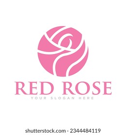 Red Rose Flower Logo Design Illustration