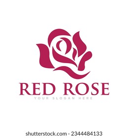 Ilustración del diseño del logotipo de flor rosa roja