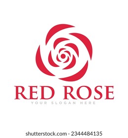 Ilustración del diseño del logotipo de flor rosa roja