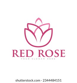 Red Rose Flower Logo Design Illustration
