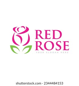 Ilustración del diseño del logotipo de flor rosa roja
