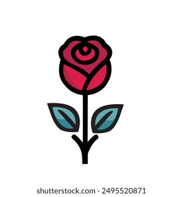 Logotipo rojo de la flor de la rosa aislado en el fondo blanco. 