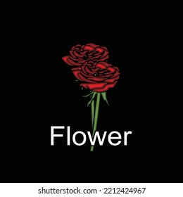 red rose flower logo, silhouette of beautiful petal vector illustrations