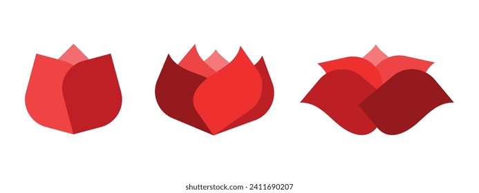 red rose flower logo, simple and luxurious design, for Valentine's Day celebration, vector eps 10