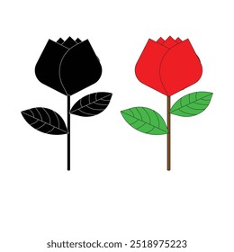 Ilustración de objeto de flor de rosa roja mejor para icono o elemento y objeto