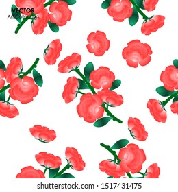 Red rose flower seamless pattern, Vector illustration design element