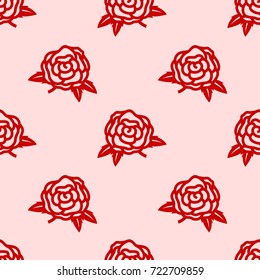 red rose flower seamless pattern vector illustration background