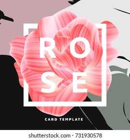 Red rose flower with square frame, invitation card template design