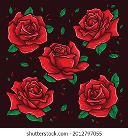 red rose flower vector art