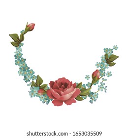 Diseño vectorial de flores Red Rose, bella ilustración artística del vector de flores de rosa