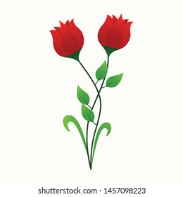 Red rose flower vector with gradient color on the white background