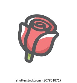 Red Rose Flower Vector icon Cartoon illustration.