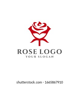 Red Rose Flower Vector illustration abstract icon