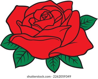 Red rose flower. Vector illustration.