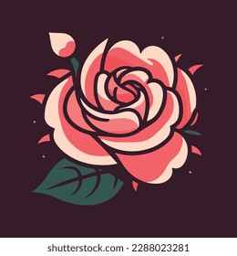 Red Rose Flower Vector illustration abstract icon