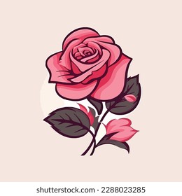 Icono abstracto de ilustración del vector de flor rosa roja