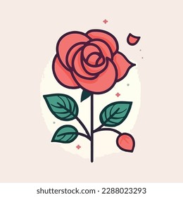 Red Rose Flower Vector illustration abstract icon