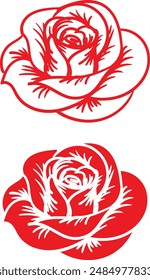Red rose flower vector illustration. Flower drawing