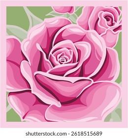 Red Rose Flower Vector Illustration. Pink rose for wedding design. 