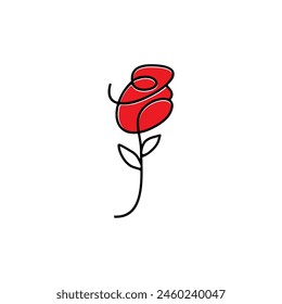 Diseño del logotipo del Vector de flores de rosa roja