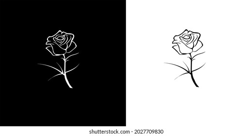 red rose flower vector outline