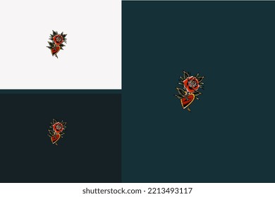 red rose flowers and anchor vector illustration deisgn
