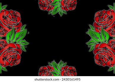 flores rojas de la rosa con el color gradiente hermoso para la invitación de la compañía de la marca comercial o de la boda 