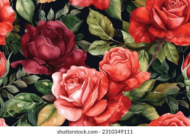 red rose flowers seamless pattern background