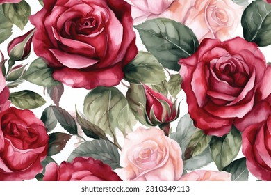 red rose flowers seamless pattern background