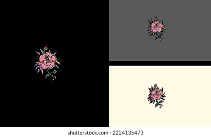 red rose flowers vector illustration logo concept