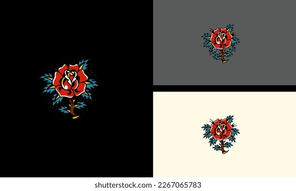 red rose flowers vector illustration mascot design