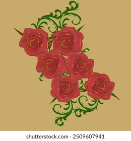 Rosa roja Flores, Ilustración vectorial, fondo, tarjeta del acontecimiento