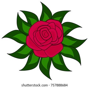 red rose with foliage