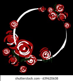 red rose frame on black background.
red rose design for printed on the product.
floral graphic for t-shirt
vector flower  frame.
T-shirt screen design